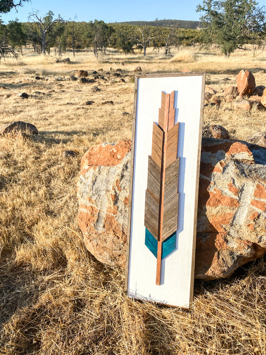 Oversized Wood Feather | Boho | Farmhouse | Feather Wood Art | Reclaimed Wood | Wall Hanging | Turquoise | Custom Feather | Large Feather