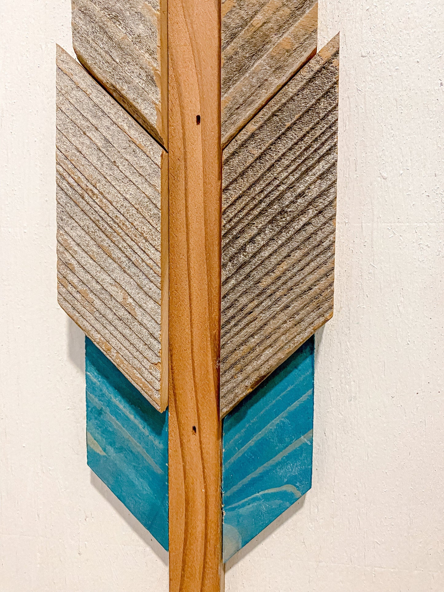 Rustic | Boho | Western | Farmhouse Modern | Feather Wood Art | Wall Hanging Décor | Turquoise | NorCal Reclaimed Redwood